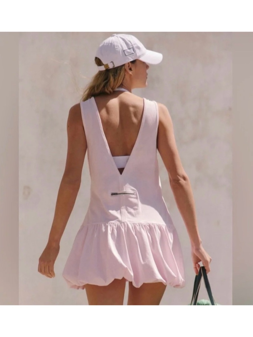 Sleeveless Pink Ruffle Hem Mini Dress - Picture 2 of 5